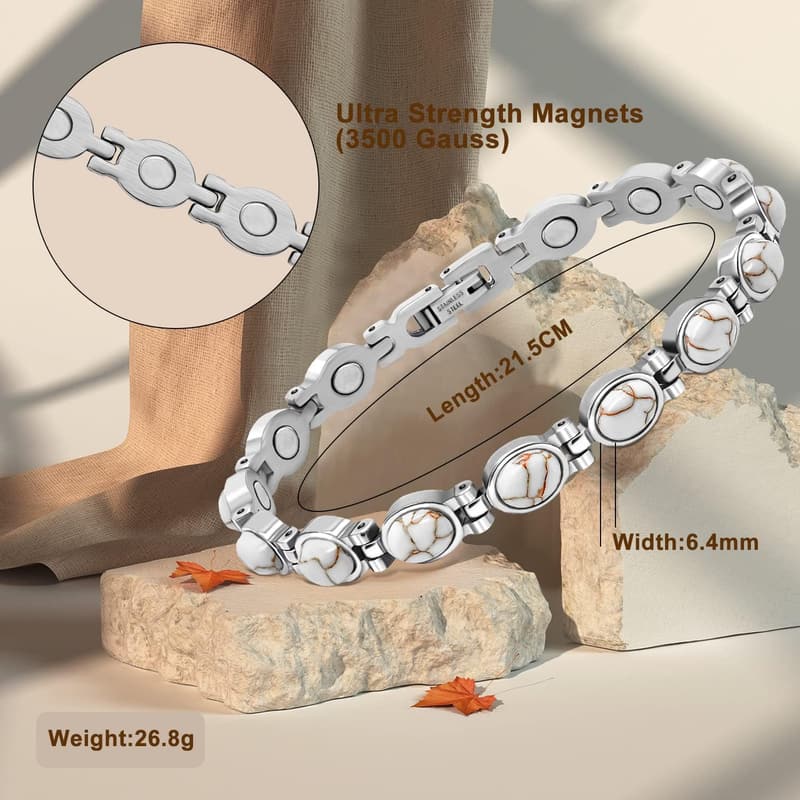 Titanstahl-Magnetarmband für Damen mit 3800 Gauss Magneten in Geschenkbox