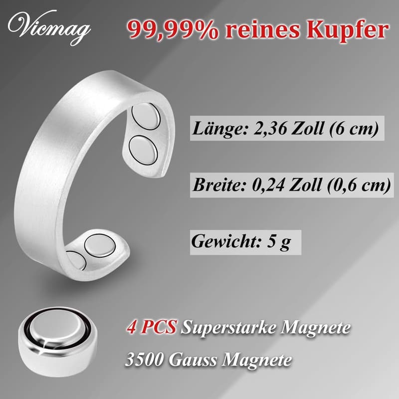 Einstellbare Kupfer Magnetringe für Männer und Frauen mit Geschenkbox
