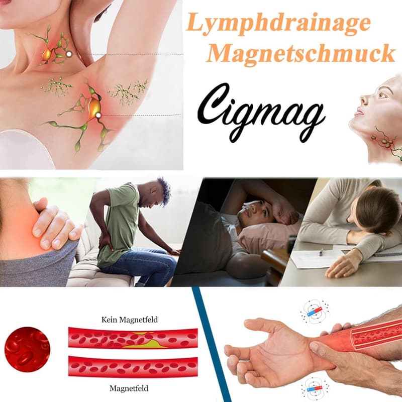Lymphdrainage Magnetring für Damen und Herren - 99% reines Kupfer, verstellbar, 4 starke Magnete, Geschenkbox (schwarz)