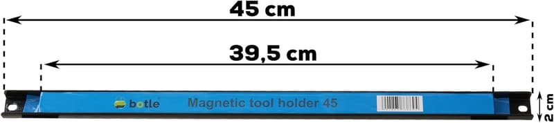 Magnetleiste für Werkzeuge, 45 cm, mit Befestigungsset, schwarz