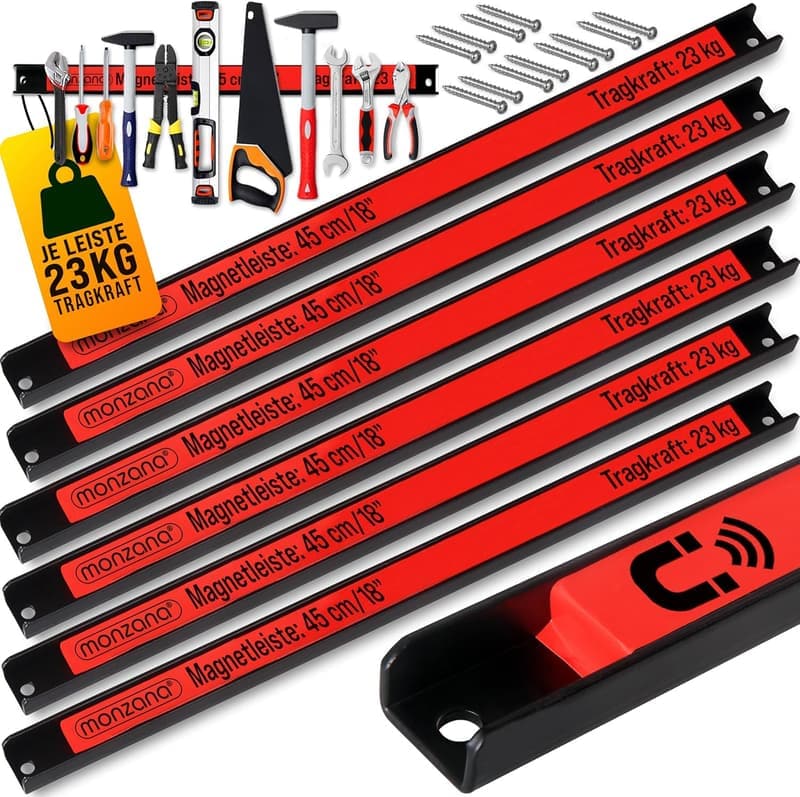 Magnetische Werkzeugleiste 45cm mit 23kg Tragkraft für Werkstätten
