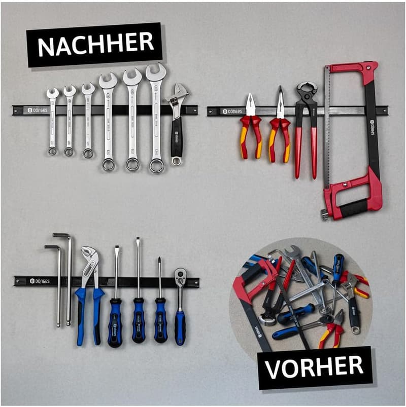 Magnetischer Werkzeughalter 6er Set aus rostfreiem Stahl, 46cm, 23kg Tragkraft