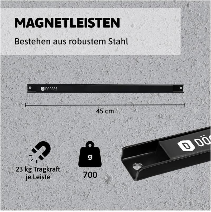 Magnetischer Werkzeughalter 6er Set aus rostfreiem Stahl, 46cm, 23kg Tragkraft