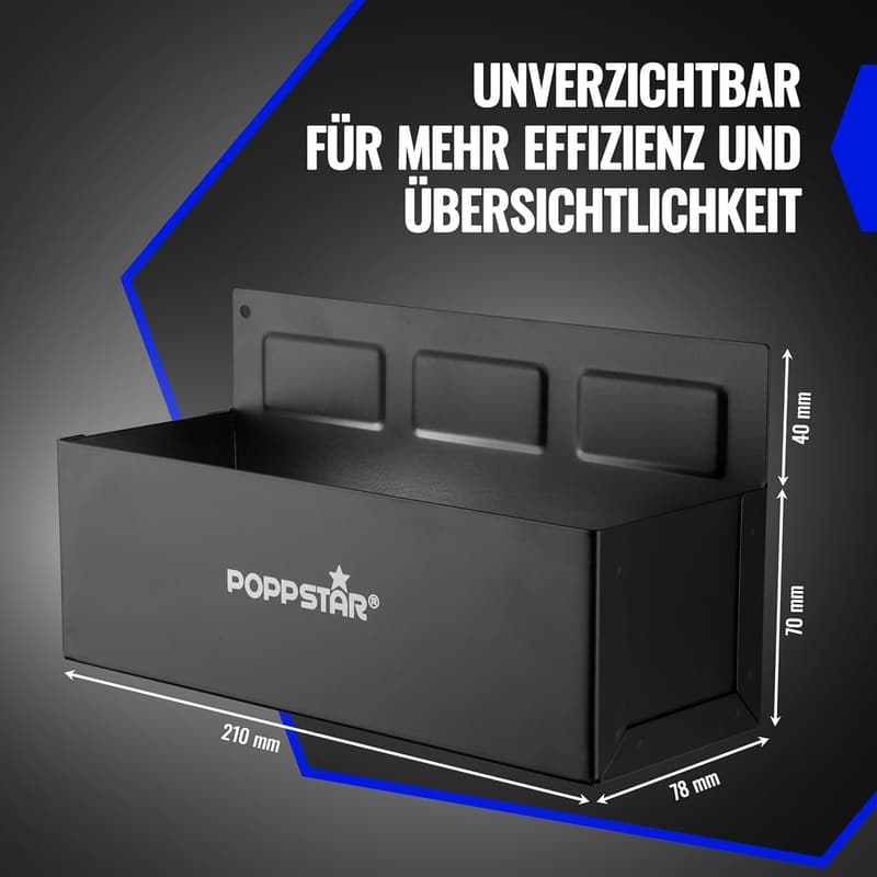 Magnetische Spraydosenablage aus Stahl, schwarz, 210mm x 70mm x 75mm