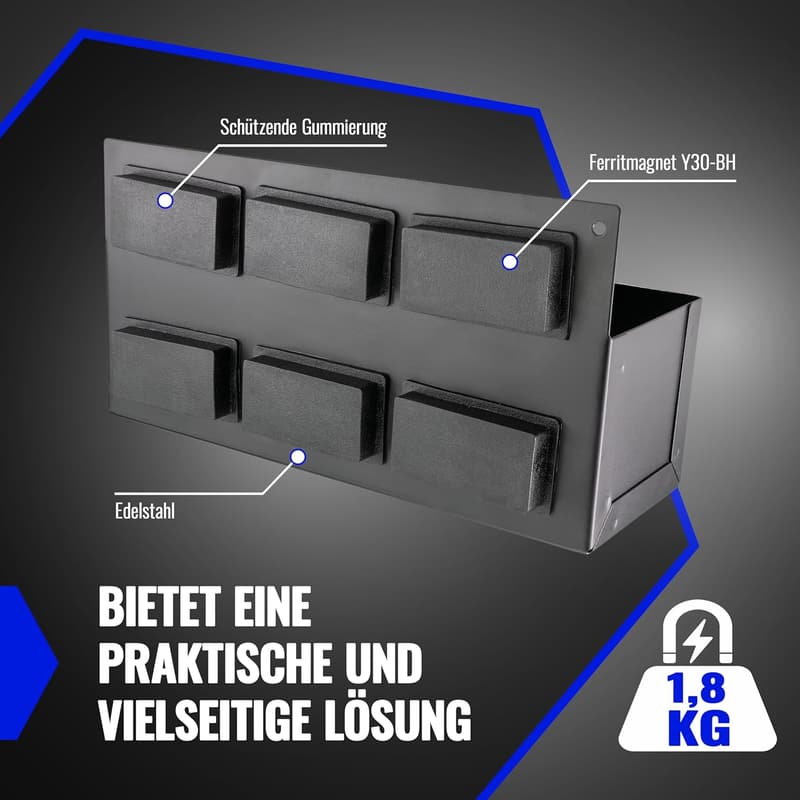 Magnetische Spraydosenablage aus Stahl, schwarz, 210mm x 70mm x 75mm