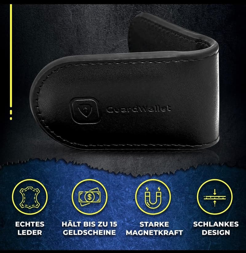 GuardWallet Geldscheinklammer aus echtem Leder – Slim Wallet mit Magnetverschluss