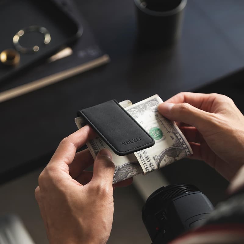 Slim Leather Money Clip mit Magnet für Kreditkarten und Bargeld