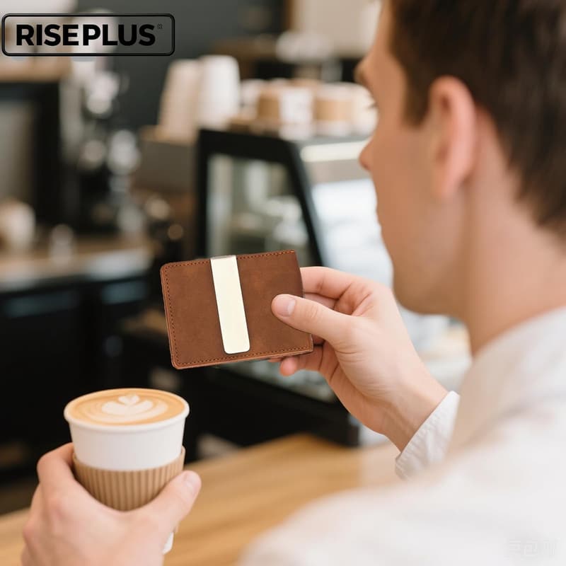 Slim Wallet Herren mit Geldklammer – Ultraleichtes RFID-Kartenetui (Schwarz)