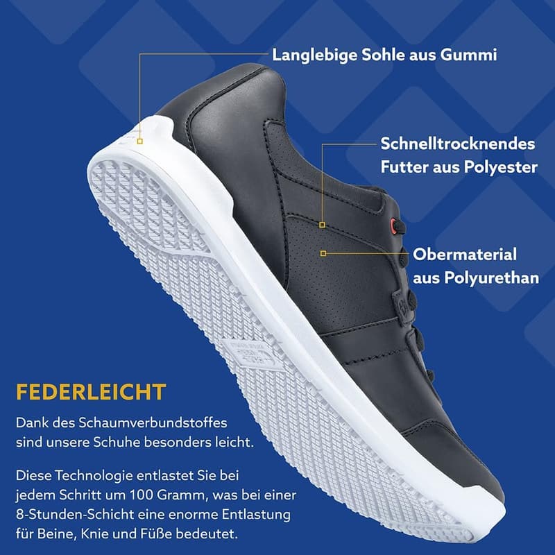 Rutschfeste, wasserabweisende Kochschuhe für Herren – Vegan