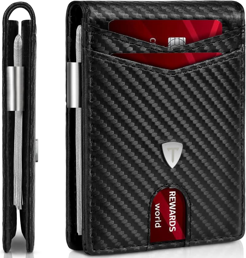 RFID-schutz Geldbörse für Herren, Slim Wallet aus Carbon Schwarz