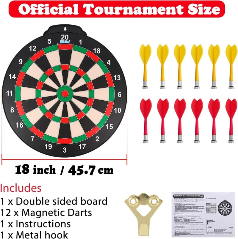 Magnetisches Dartscheibenset für Kinder, 45,7 cm, inkl. 12 Darts