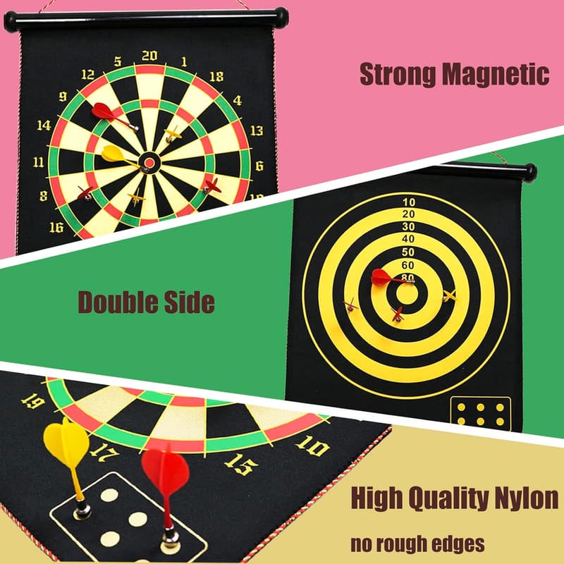 Magnetische Dartscheibe 38 cm für Kinder und Erwachsene – Doppelseitig mit 12 Pfeilen