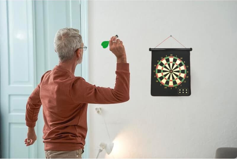 Magnetische Dartscheibe 38 cm für Kinder und Erwachsene – Doppelseitig mit 12 Pfeilen