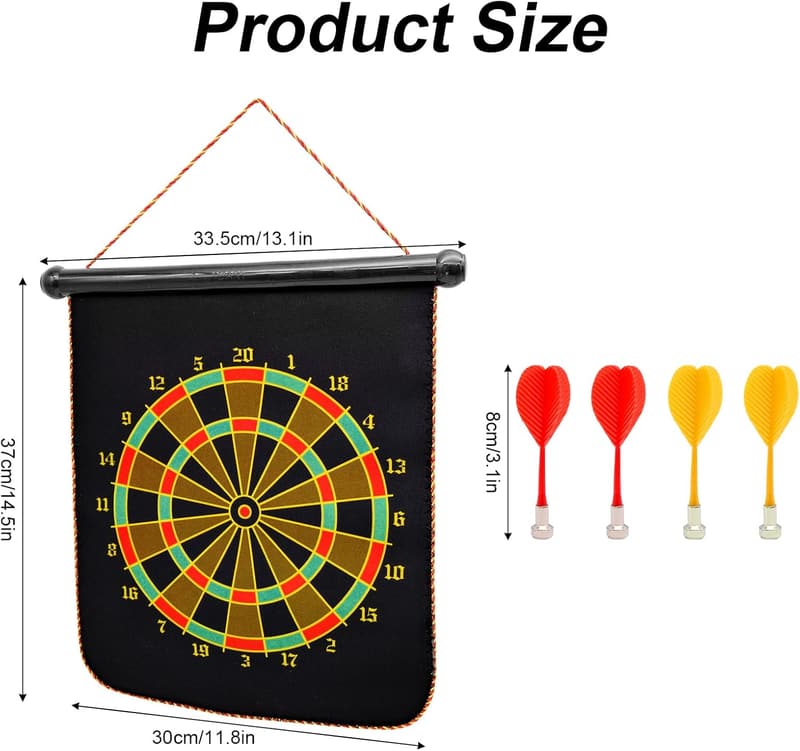 Magnetische Dartscheibe mit 4 Pfeilen für drinnen und draußen