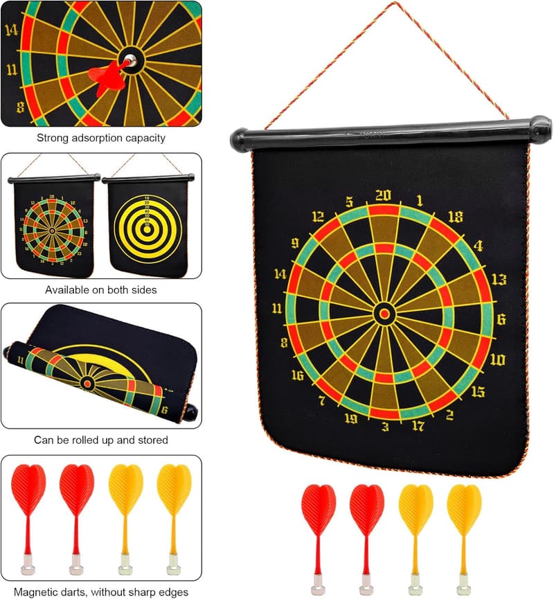 Magnetische Dartscheibe mit 4 Pfeilen für drinnen und draußen