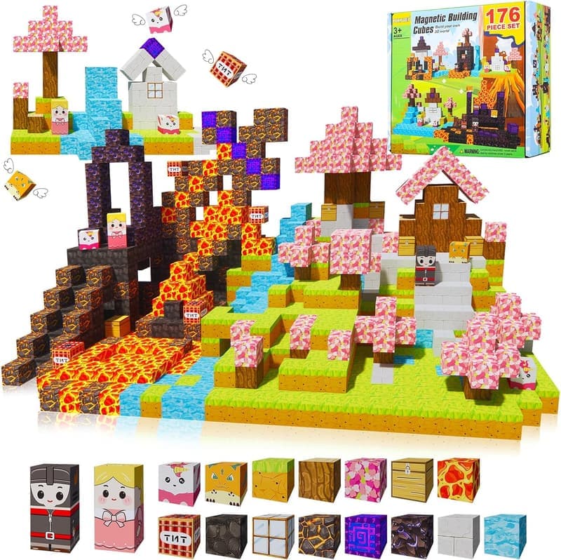 Magnetische Bausteine Set mit 176 Teilen für Kinder ab 3 Jahren