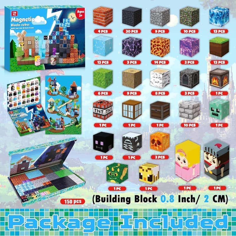 Magnetische Bausteine „Dark Forest Castle“ – 150 Teile Magnetspielzeug für Kinder ab 3 Jahren