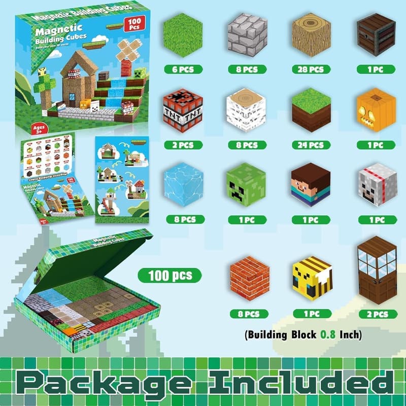 Magnetische Bausteine 100 Stück für Jungen ab 4 Jahren – Bauspielzeug Geschenk