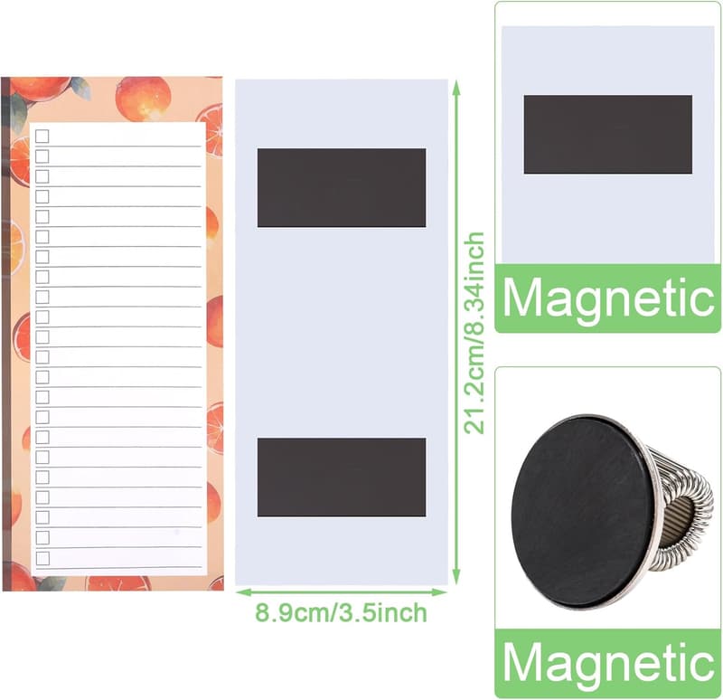 Magnetischer Notizblock mit Stifthalter – 3 Stück für Einkaufslisten