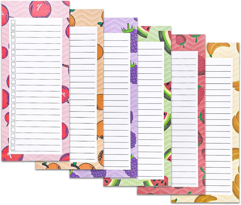 Magnetisches Notizbuch-Set mit bunten Obstmotiven für Einkaufslisten