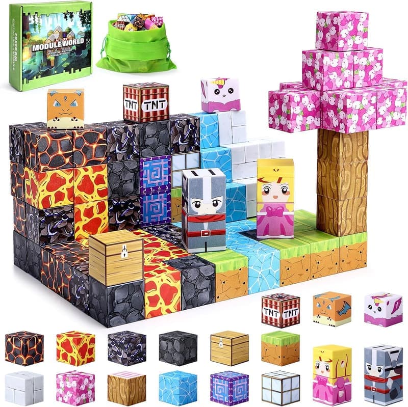 Magnetisches Bausteinspielzeug-Set mit Portal, 84 Teile, für Kinder ab 3 Jahren