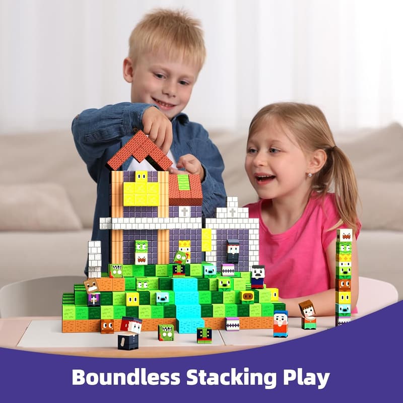 GobiDex Magnetische Bausteine 100 Stück - Kreatives Montessori-Spielzeug für Kinder ab 3 Jahren