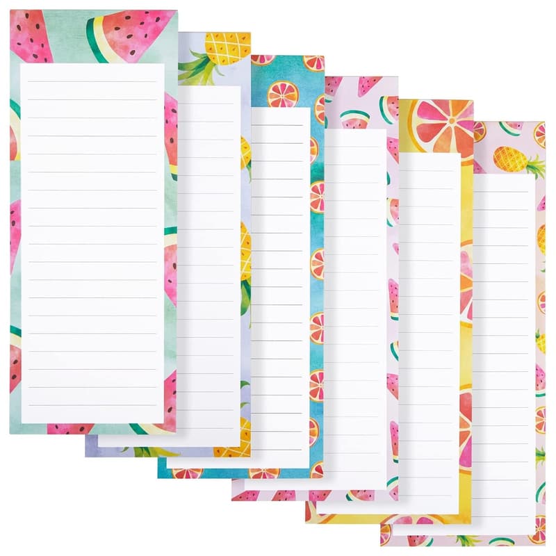 Magnetische Notizblöcke mit Obst-Motiven - 6 Farben, 60 Blatt