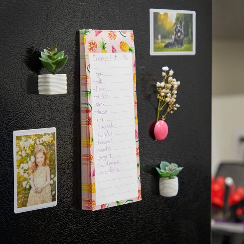 Magnetische Notizblöcke mit Obst-Motiven - 6 Farben, 60 Blatt