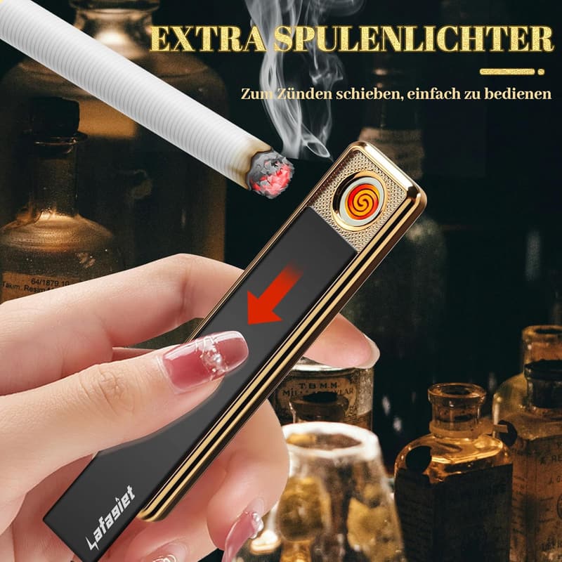 Retro Zigarettenetui aus PU-Leder mit Feuerzeug für Herren und Damen, 2er Set