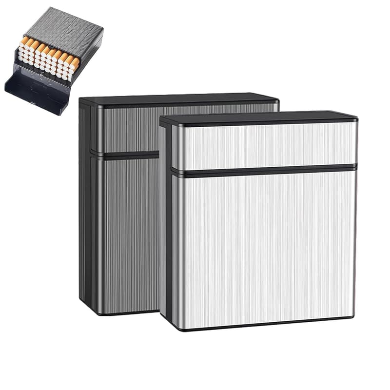 Metall-Zigarettenetui für 40 Zigaretten - 2er Set für Damen und Herren