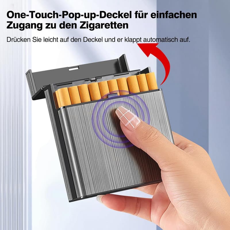 Metall-Zigarettenetui für 40 Zigaretten - 2er Set für Damen und Herren