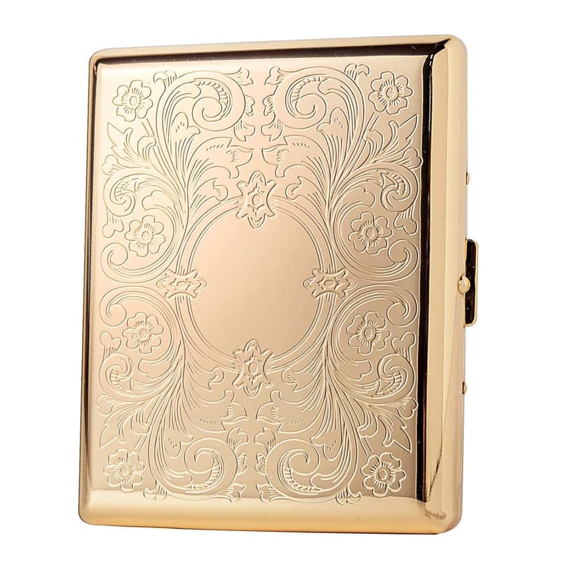 Stilvolles Metall-Zigarettenetui für 100mm Zigaretten - Gold