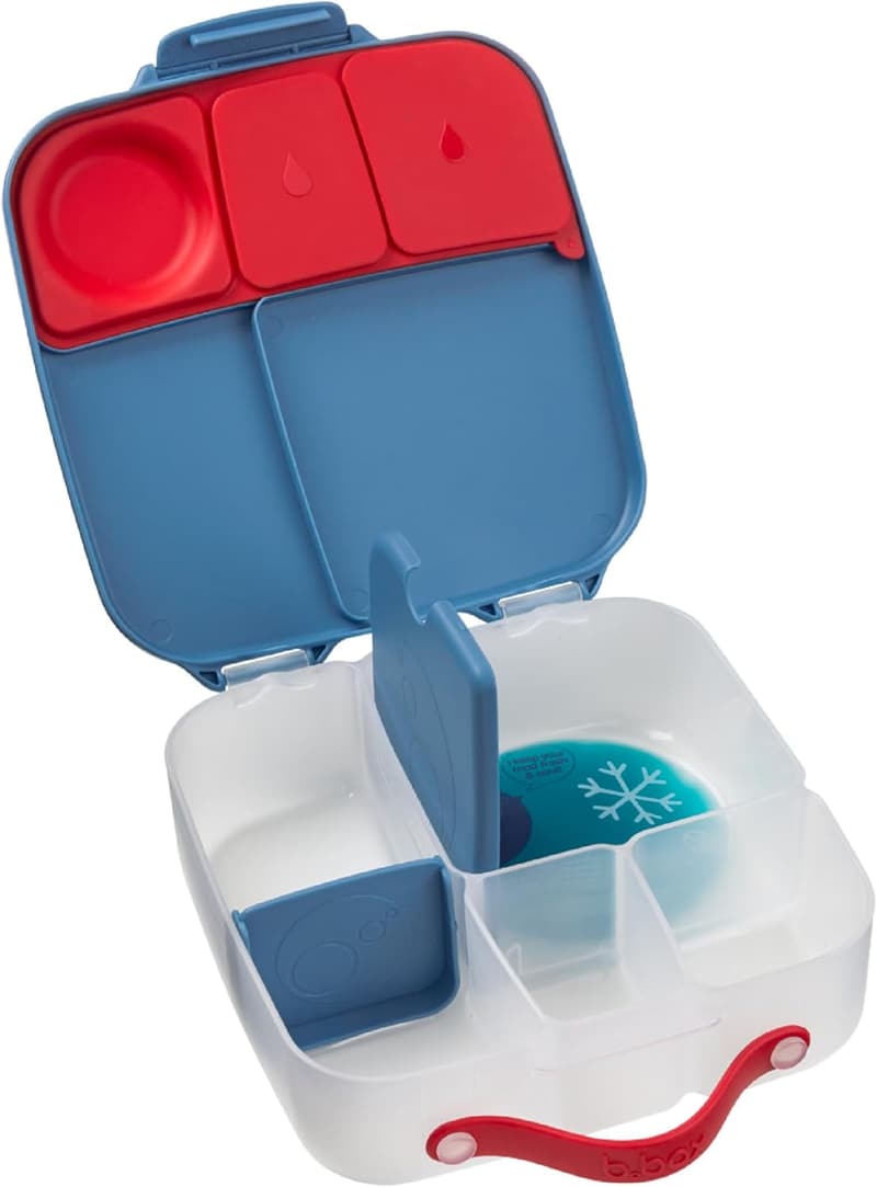 b.box Jumbo Bento Brotdose für Kinder mit 4 Fächern und Kühlakku