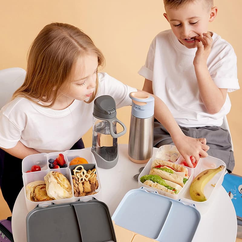 b.box Jumbo Bento Brotdose für Kinder mit 4 Fächern und Kühlakku