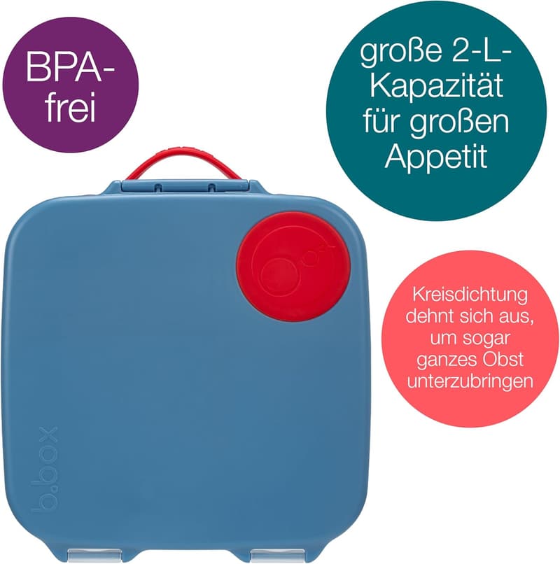 b.box Jumbo Bento Brotdose für Kinder mit 4 Fächern und Kühlakku