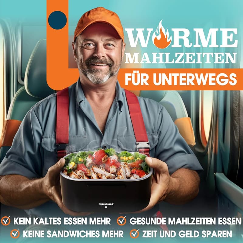 Elektrische Lunchbox 80W, 1,5L Thermo-Wärmebox für Arbeit und Auto