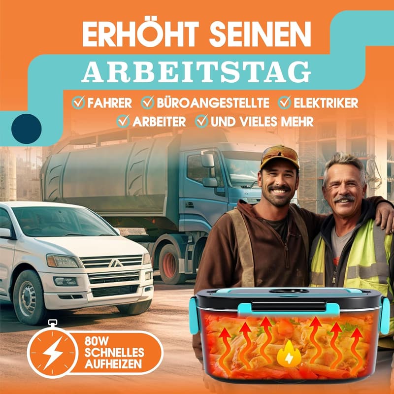 Elektrische Lunchbox 80W, 1,5L Thermo-Wärmebox für Arbeit und Auto