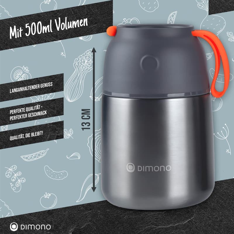 Edelstahl Lunch-Box To-Go, 500 ml Thermobehälter