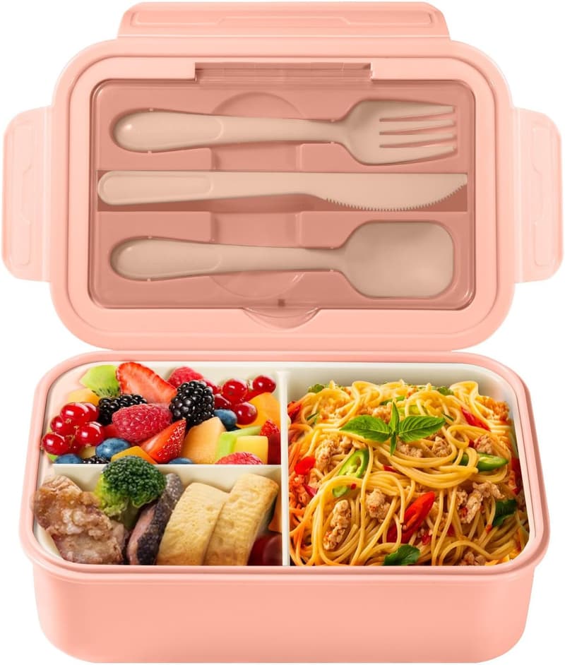 Bento Box für Kinder und Erwachsene, 1400ML, Rosa, mikrowellengeeignet