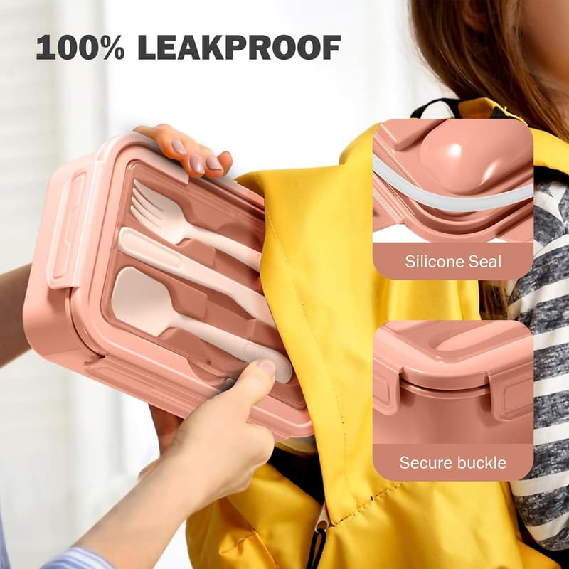 Bento Box für Kinder und Erwachsene, 1400ML, Rosa, mikrowellengeeignet