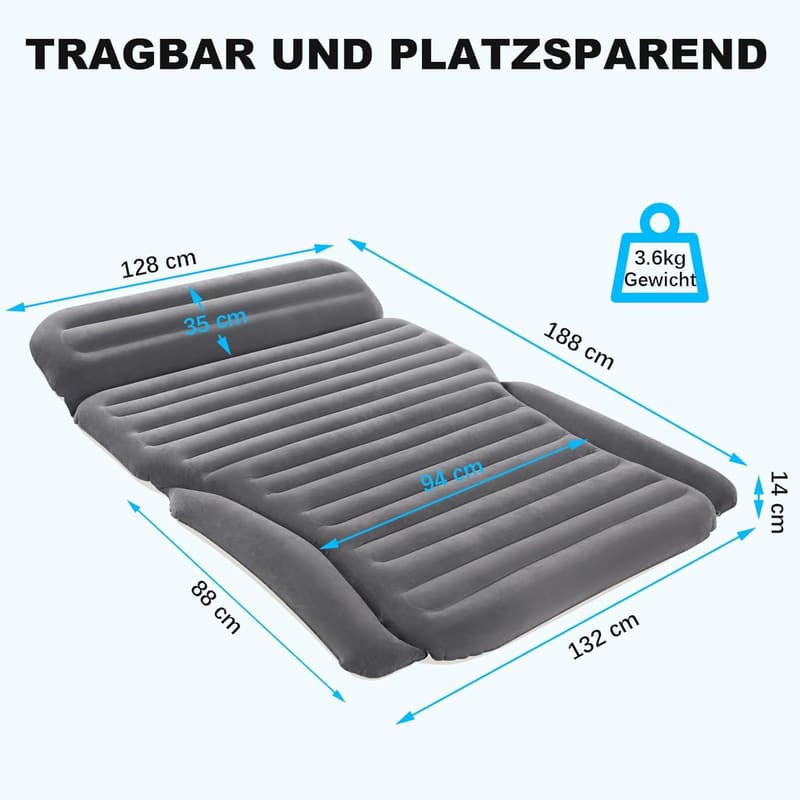 Aufblasbare SUV-Luftmatratze für Camping – tragbares Autobett mit Kissen und Pumpe