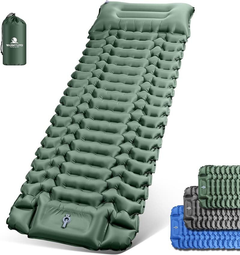 Ultraleichte selbstaufblasende Isomatte mit Pumpe und Kopfkissen für Camping