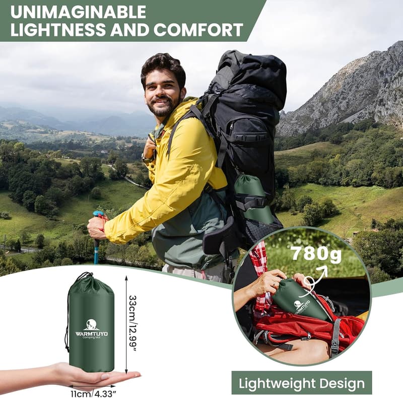Ultraleichte selbstaufblasende Isomatte mit Pumpe und Kopfkissen für Camping