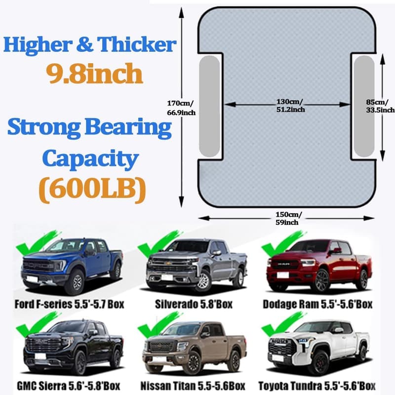 Luftbett für Pickup-Truck mit aufblasbarem Kissen – Outdoor Camping
