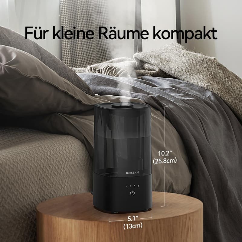 Ultraschall-Luftbefeuchter für Schlafzimmer und Babyzimmer, schwarz