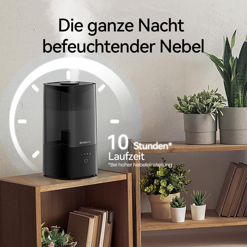 Ultraschall-Luftbefeuchter für Schlafzimmer und Babyzimmer, schwarz