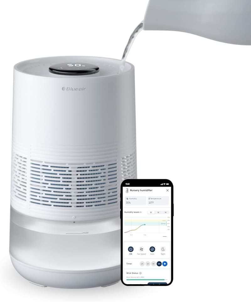 BLUEAIR Smart Luftbefeuchter für Räume bis 46 m², 3,5 l Tank, Auto- und Nachtmodus