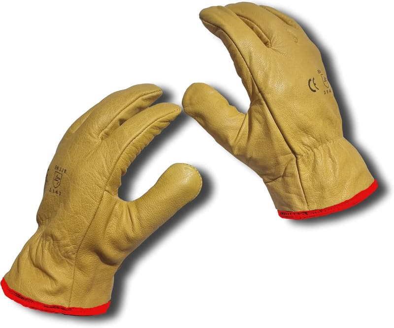 Gelbe Fleece gefütterte Leder-Handschuhe für den Winter, 2 Paar