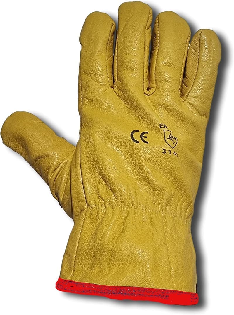 Gelbe Fleece gefütterte Leder-Handschuhe für den Winter, 2 Paar
