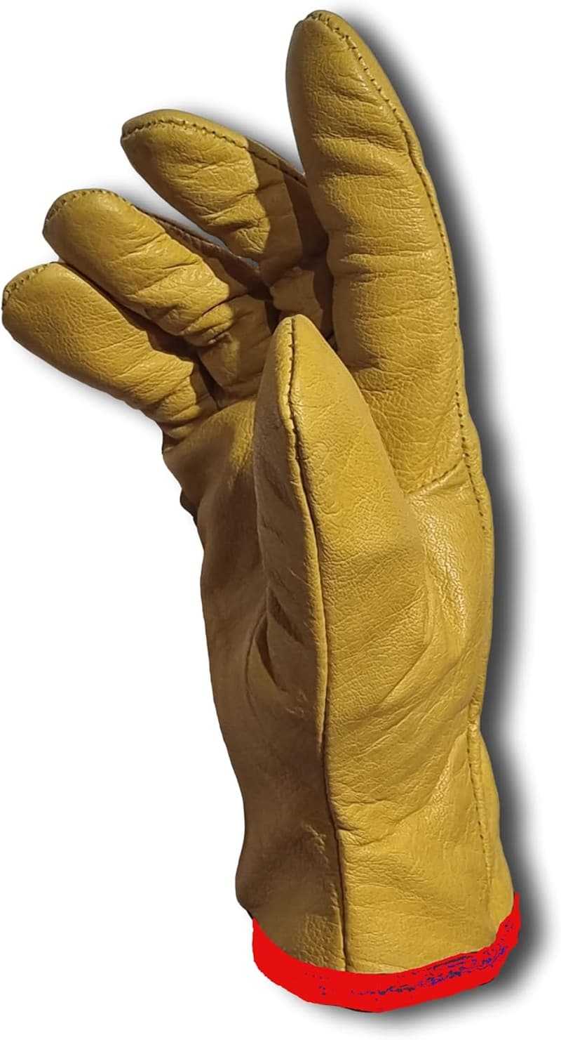 Gelbe Fleece gefütterte Leder-Handschuhe für den Winter, 2 Paar